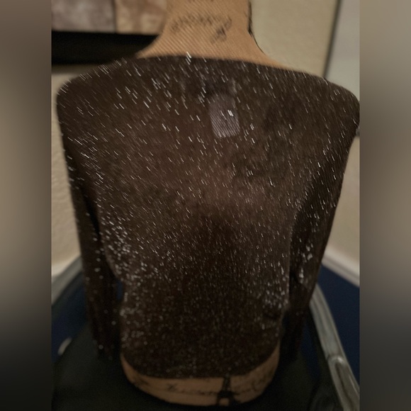 Gigi Modal ALIOCHA SPARKLE LIGHT KNIT Chocolate 3/4 Sleeve Dressy Top OS - Picture 14 of 15